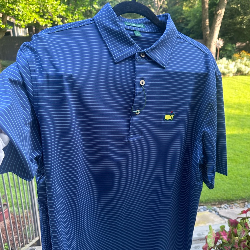 Peter Millar 2025 Master’s Bright Blue Striped Polo